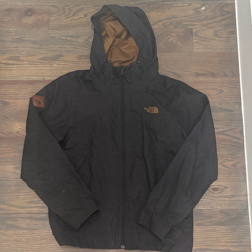 The North Face Men's Black and Brown Raincoat, Size Medium, Like New!
